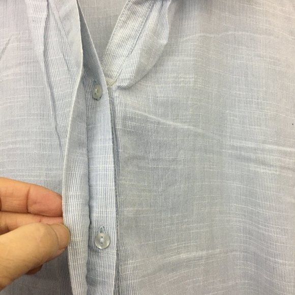 Zara Womens Size S Button Up Shirt Short Sleeve Light Blue Cotton Blend - Picture 7 of 12